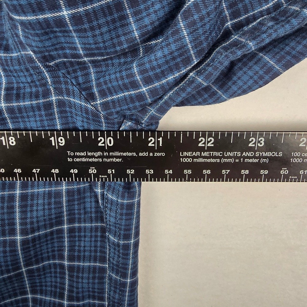 RedHead Wrinkle Free Plaid Button Down Shirt Mens Medium Blue Long Sleeve Pocket - Picture 7 of 8